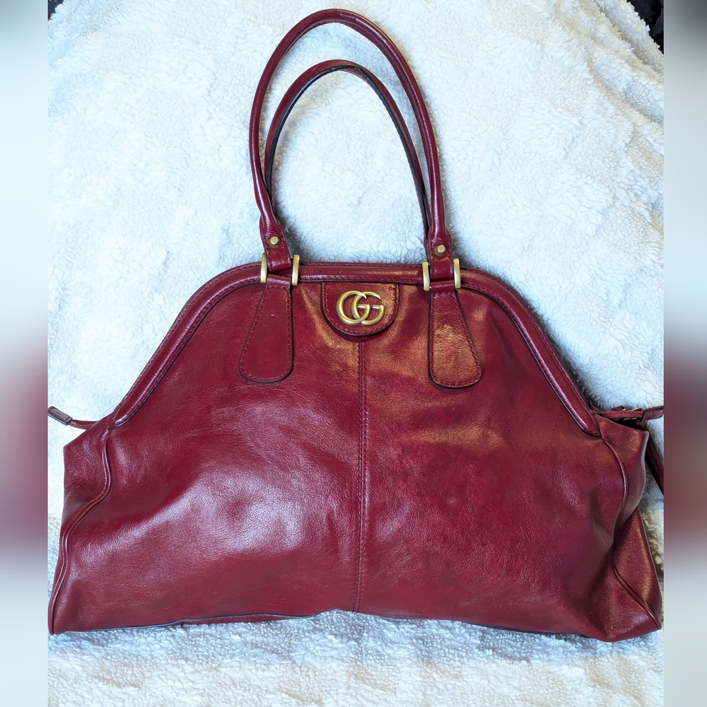 LUX113: Gucci Large Calfskin Red Leather Re(Belle) Shoulder Bag
